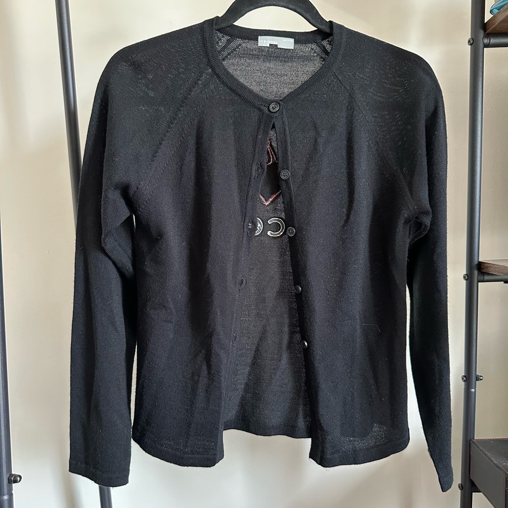 Iceberg Black Button-Up Blouse with Embroidered Detail